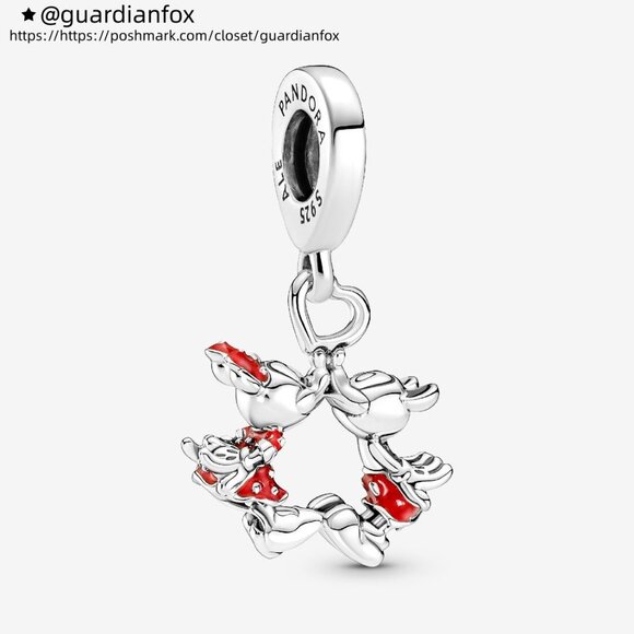 Pandora Disney Mickey Mouse & Minnie Mouse Kissing Dangle Charm - Picture 1 of 6